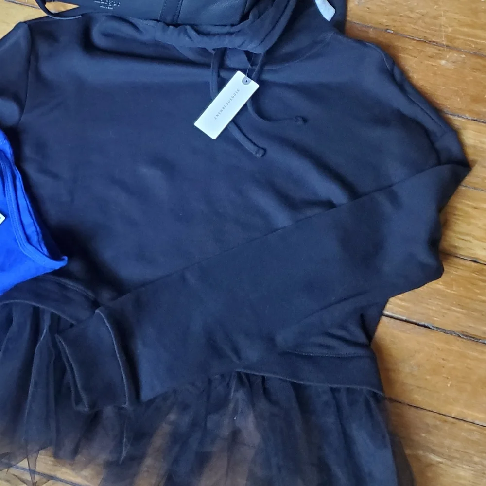 Anthropologie Black Hoodie w/Tulle NWT - Pilcro Brand - Picture 1 of 4